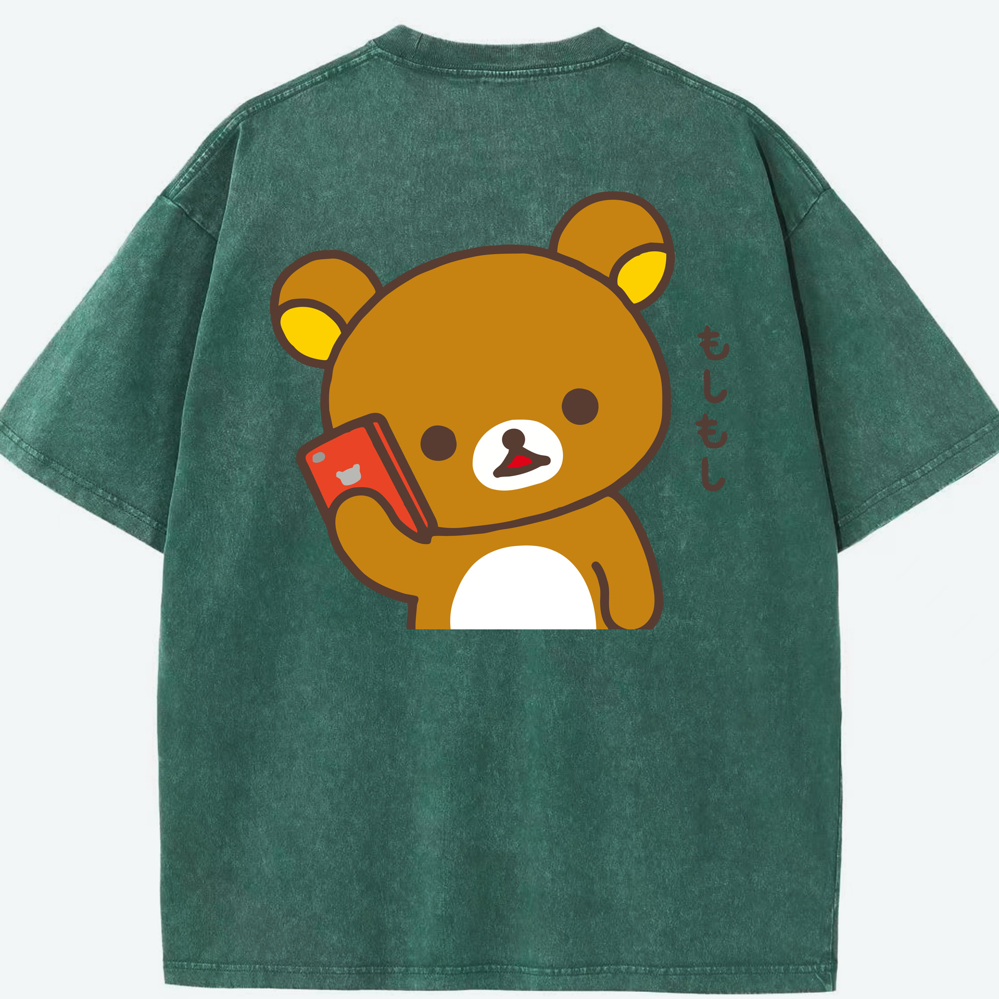 （画像用） リラックマ リラックマ キイロイトリ Rilakkuma Korilakkuma Kiiroitori 綿100% ヴィンテージ風 半袖Tシャツ（背面プリント）